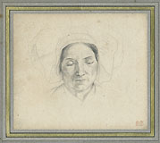 EUGENE DELACROIX, Head of a Peasant Woman, pencil, a preparatory drawing for 'The Education of the Virgin'